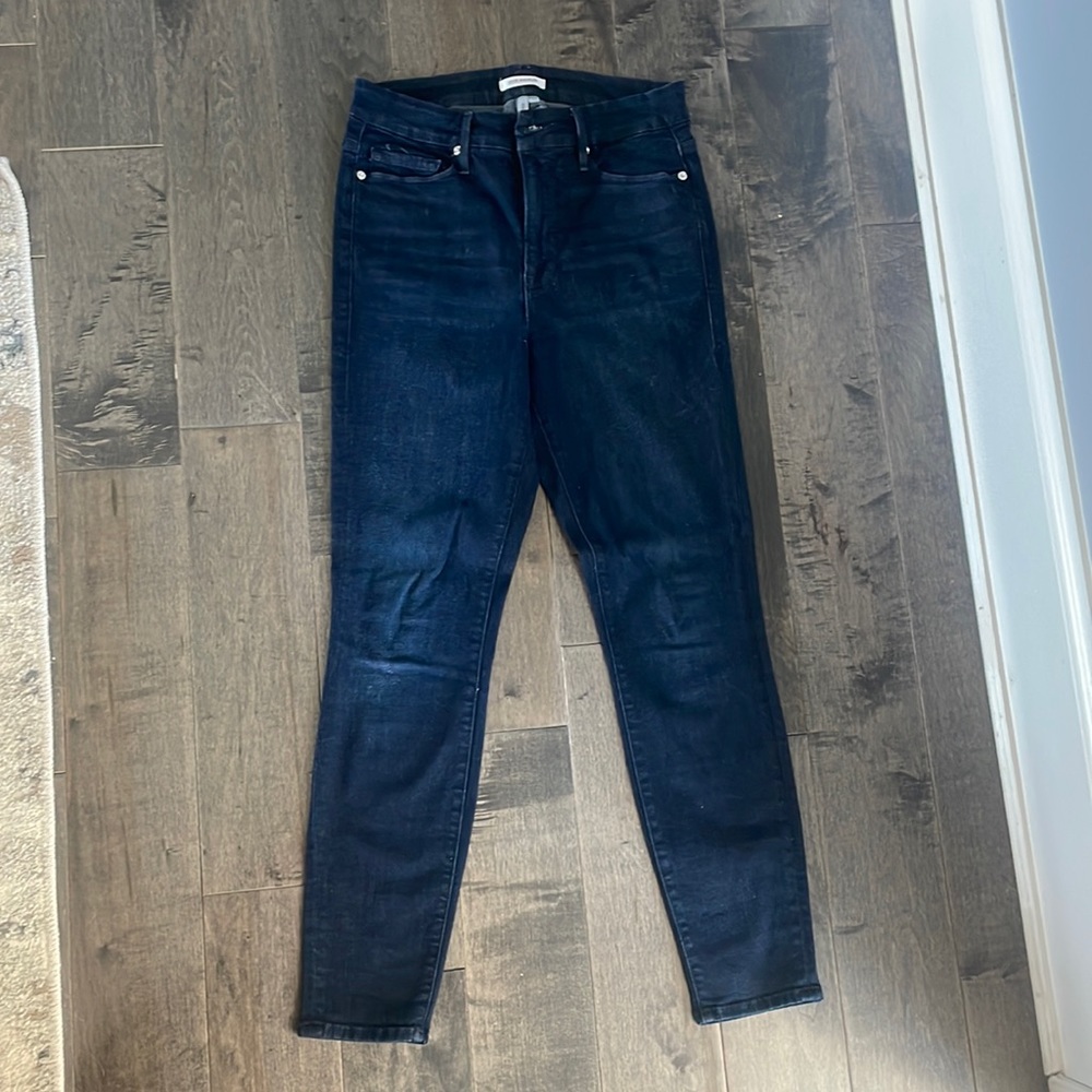 Good American Dark Indigo High-Rise Slim Jeans